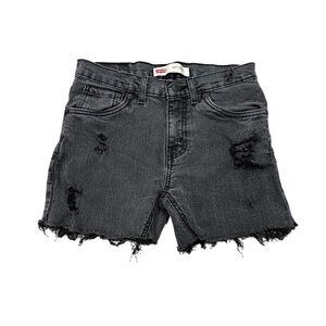 Levi’s Black Stretch Denim Distressed Shorts 3” Inseam
